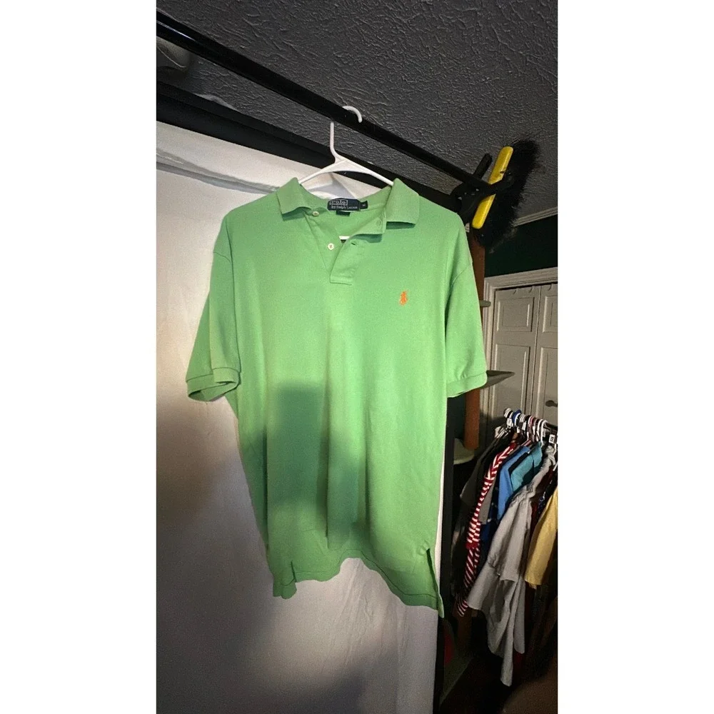 Polo Ralph Lauren lime green polo with orange pony size medium 229